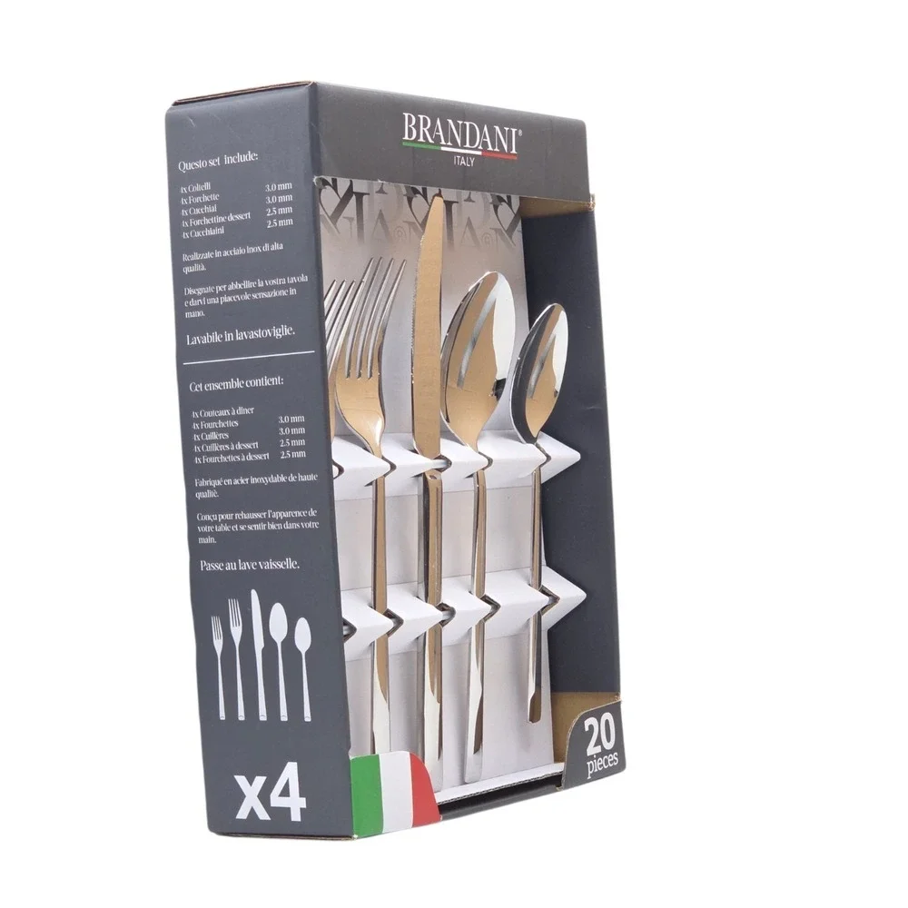 Brandani Italy 20-Piece Stainless Steel Flatware Silverware Set